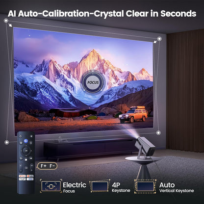 [Netflix-Licensed & 4K Support & Auto Focus]- Smart Projector with WiFi 6 and 2-Way Bluetooth, Dolby Audio/ Auto Keystone/Zoom,360°Adjustable Stand, iWIMIUS S29 Mini Portable Outdoor Proyector w/ HDMI ARC